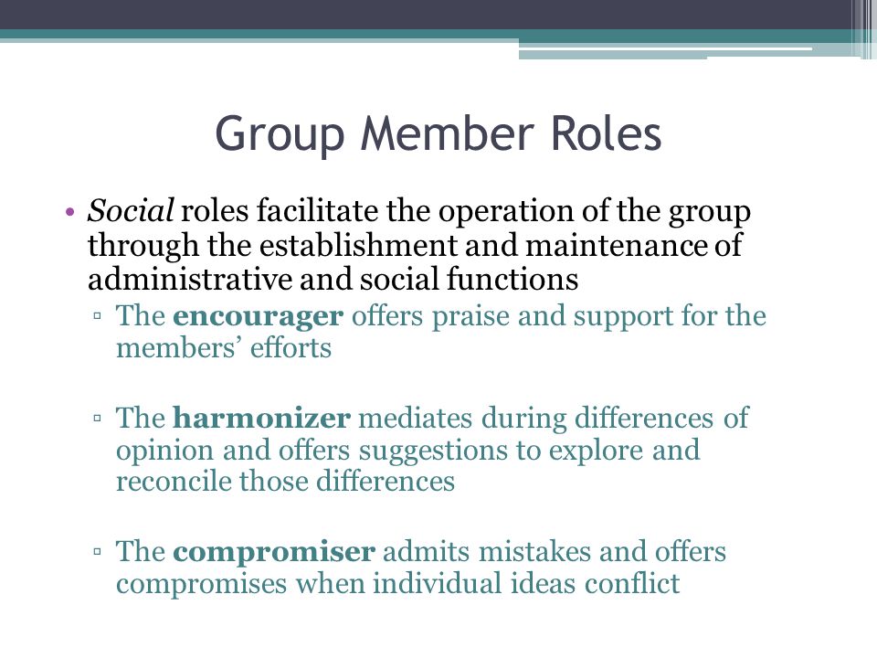 Role as an encourager in a group